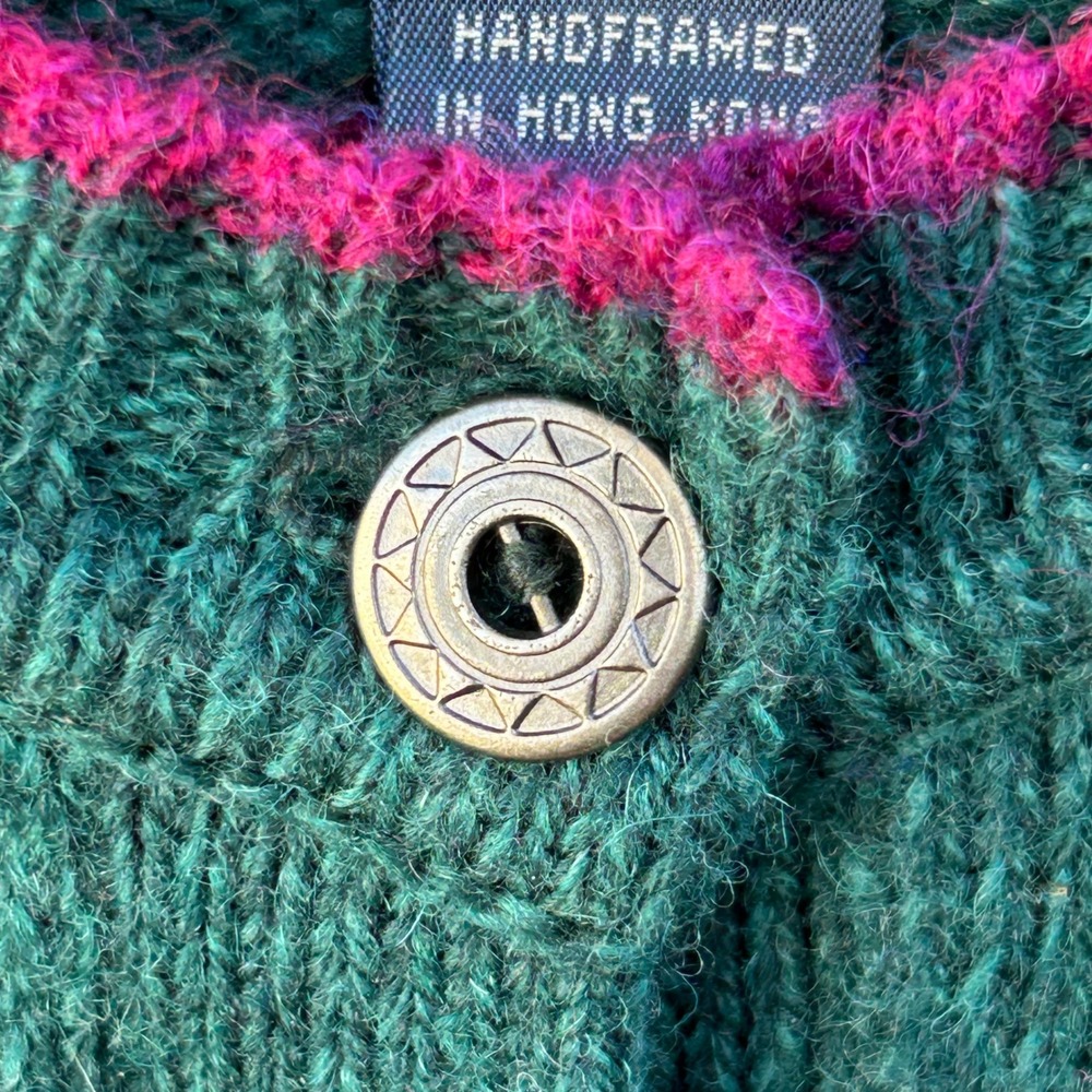 Vintage Woolrich Mallard Cardigan Sweater Womens M Green Wool Hong Kong - Picture 5 of 12